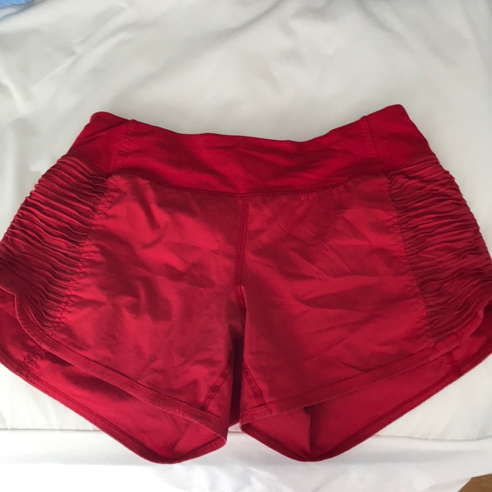 Red lulu lemon running shorts